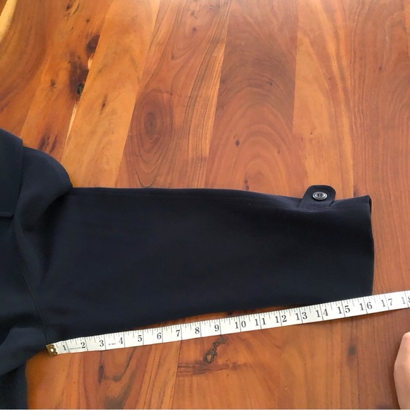 Vintage 90s Oversized Minimalist Navy Baggy  Long Jacket Trench Coat. Large - Picture 11 of 16